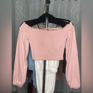 H&M Divided Long Sleeve Crop Top - Pink